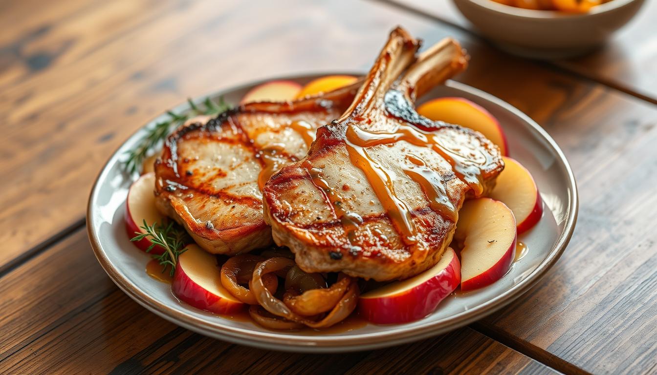 pork chops recipe, apples and onions, easy pork chops, quick pork chops,