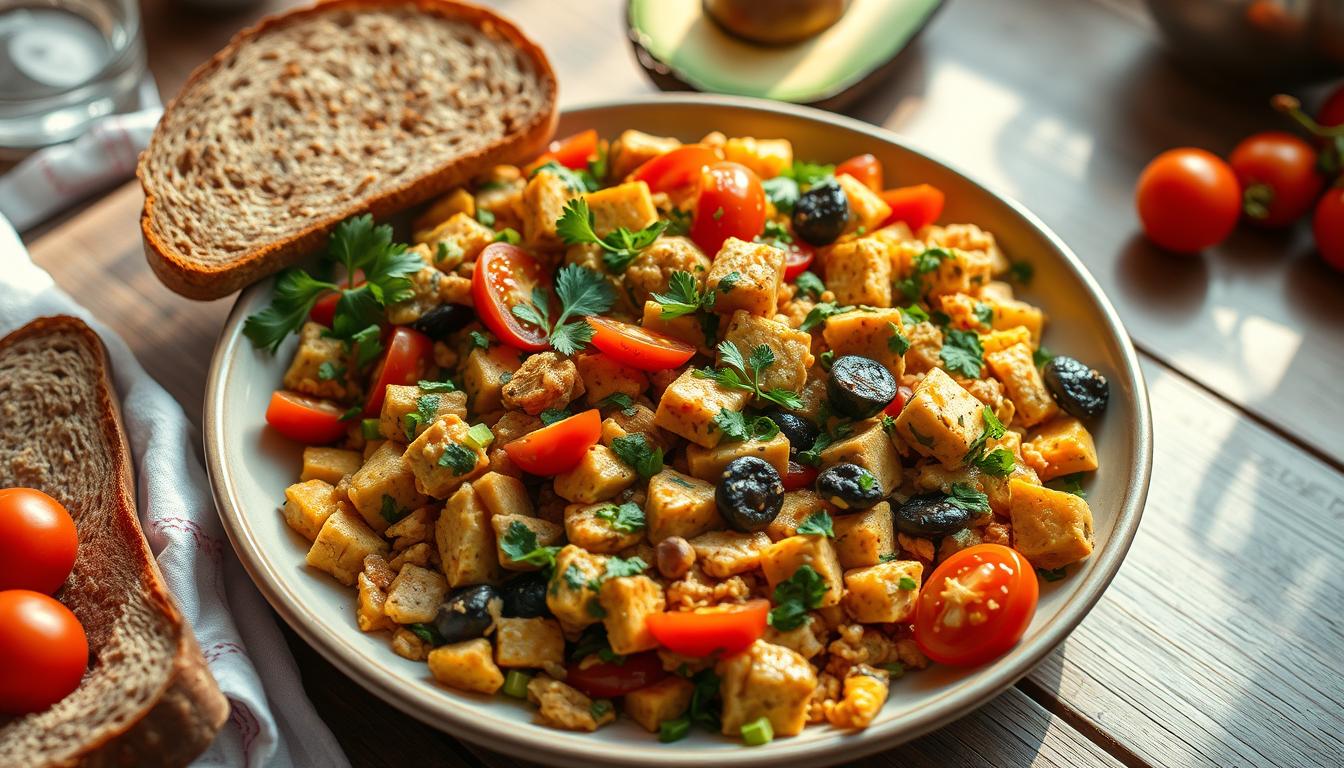 tofu scramble, easy tofu recipe, quick tofu, 30 minute tofu, vegan breakfast,