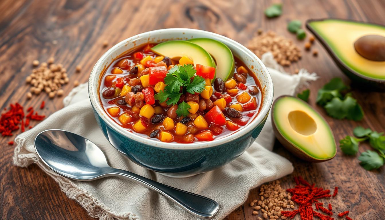 vegetarian chili, easy chili recipe, quick chili, 30 minute chili, healthy chili